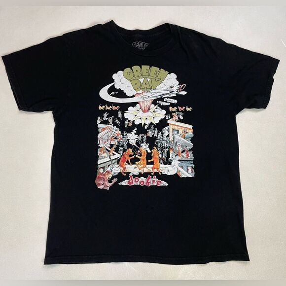 Green Day Dookie Graphic T-shirt Men Large Black Short Sleeve Music - Picture 1 of 6